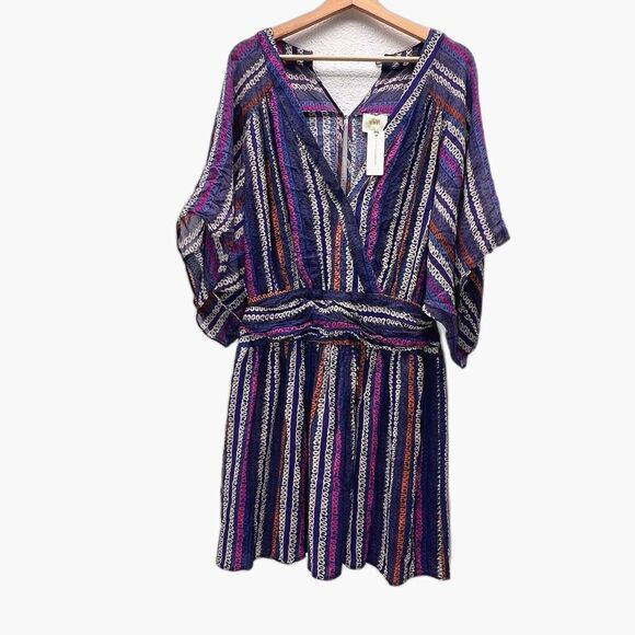 Anthropologie Maeve The Somerset purple women Blue mini 3/4 Dress size 6‎ - Picture 3 of 13